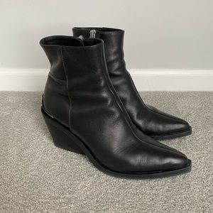 Rag & Bone Santiago Black Leather Wedge Booties